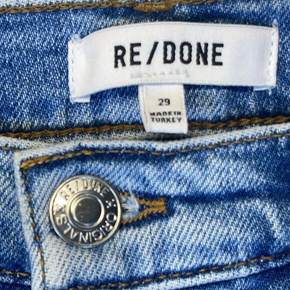 RE/DONE Blue Cotton Blend 90s Denim Button Fly High Rise Ankle Crop Jean Size 29 - Picture 2 of 9